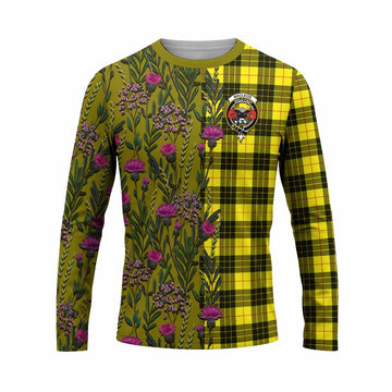 MacLeod (McLeod) Family Crest Tartan Long Sleeve T-Shirt Scottish Thistle Flower Pattern Half Style