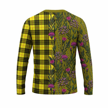 MacLeod (McLeod) Family Crest Tartan Long Sleeve T-Shirt Scottish Thistle Flower Pattern Half Style