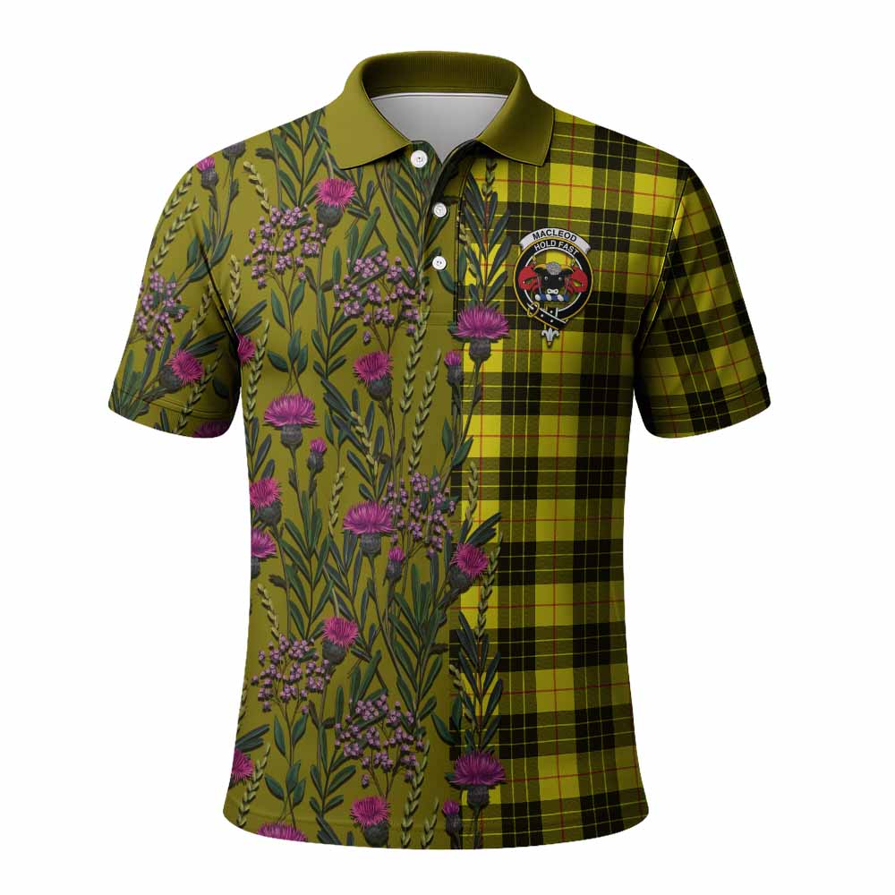 MacLeod (McLeod) Family Crest Tartan Polo Shirt Scottish Thistle Flower Pattern Half Style - Tartan Vibes Clothing