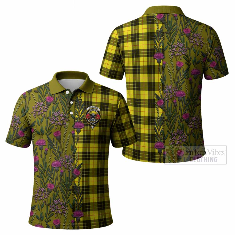 MacLeod (McLeod) Family Crest Tartan Polo Shirt Scottish Thistle Flower Pattern Half Style - Tartan Vibes Clothing