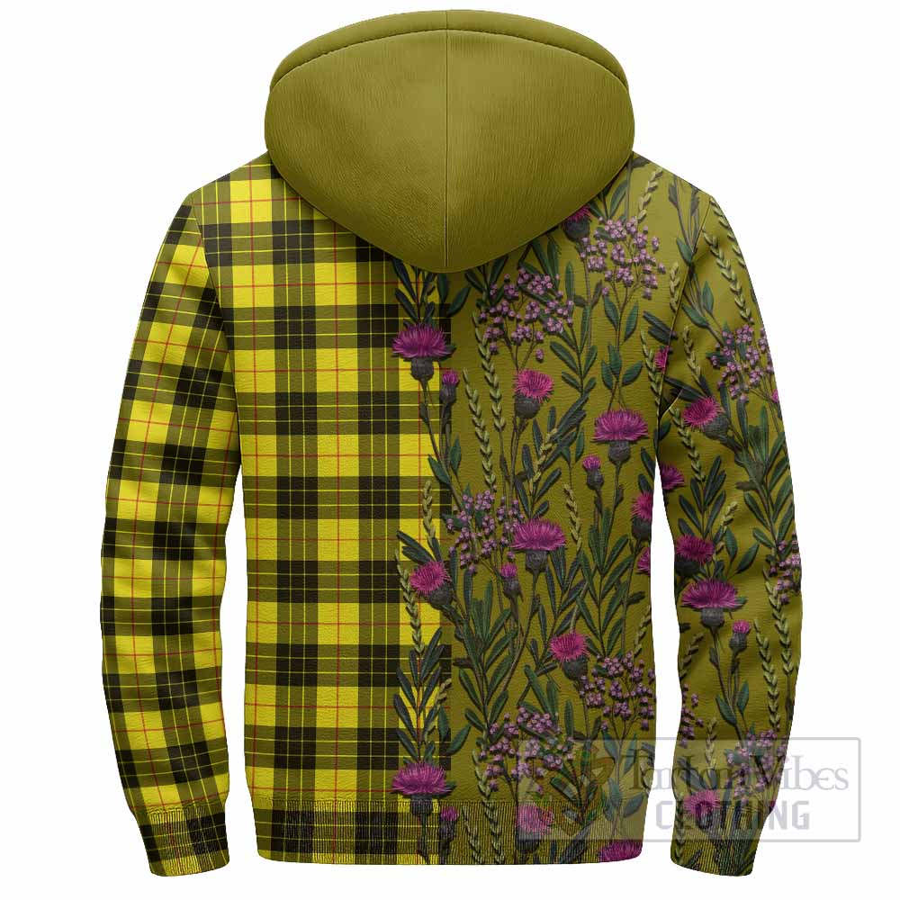 MacLeod (McLeod) Family Crest Tartan Sherpa Hoodie Scottish Thistle Flower Pattern Half Style - Tartan Vibes Clothing