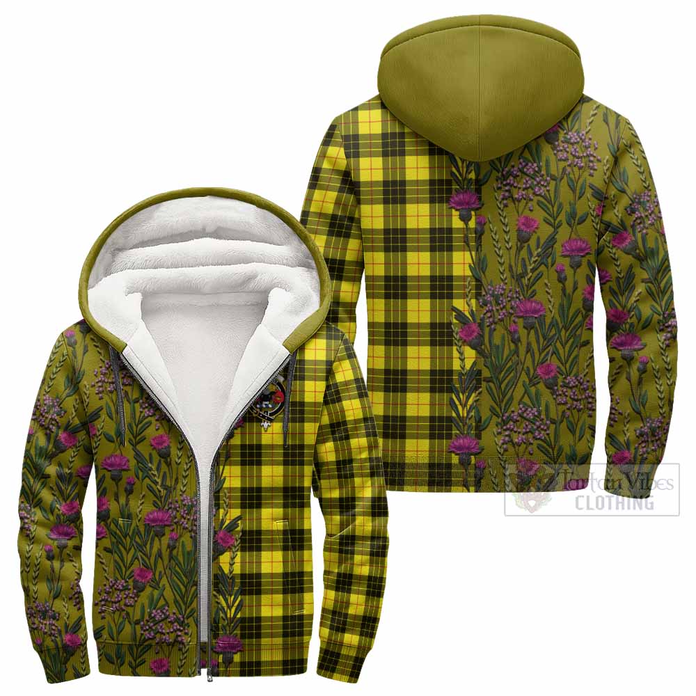 MacLeod (McLeod) Family Crest Tartan Sherpa Hoodie Scottish Thistle Flower Pattern Half Style - Tartan Vibes Clothing