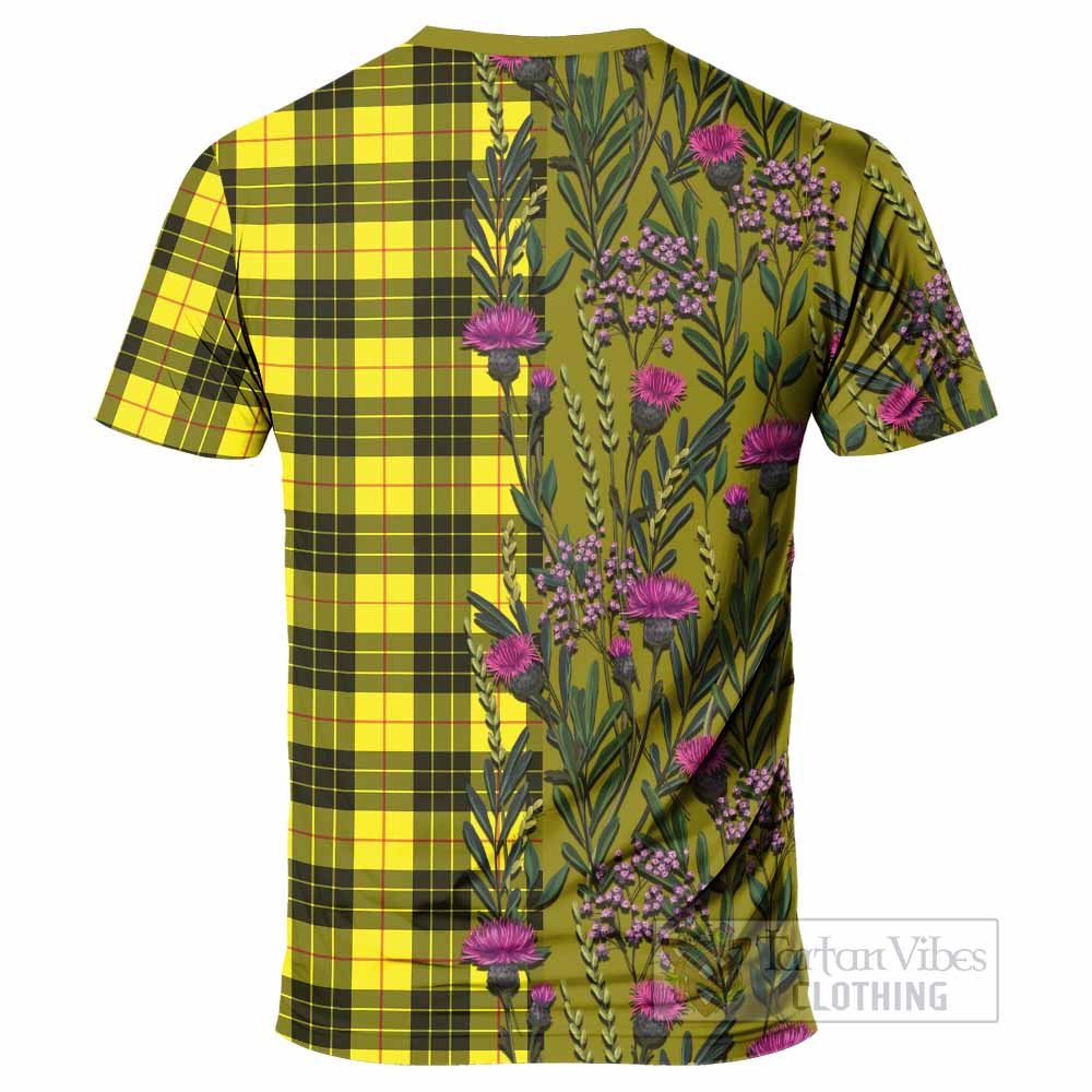 MacLeod (McLeod) Family Crest Tartan T-Shirt Scottish Thistle Flower Pattern Half Style - Tartan Vibes Clothing