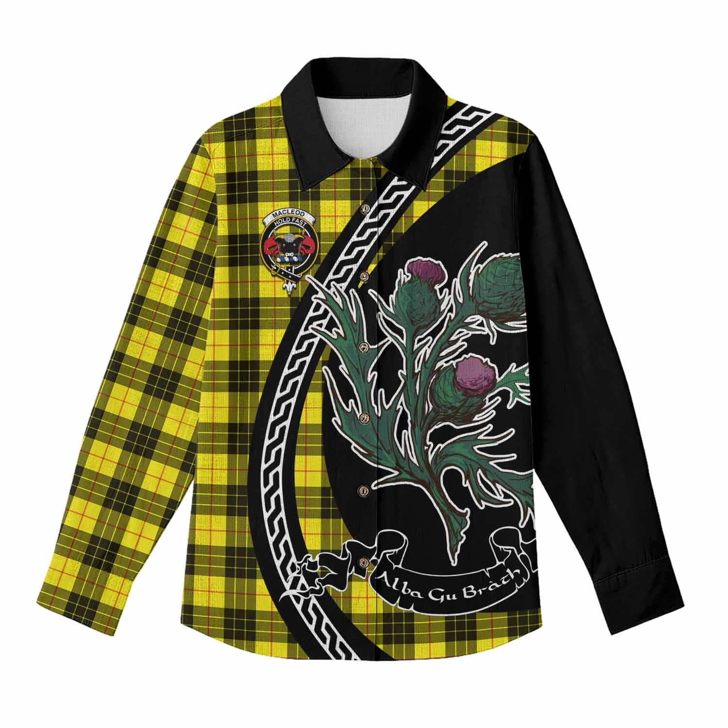 MacLeod (McLeod) Family Crest Tartan Women Casual Shirt Alba Thistle Inspired - Tartan Vibes Clothing