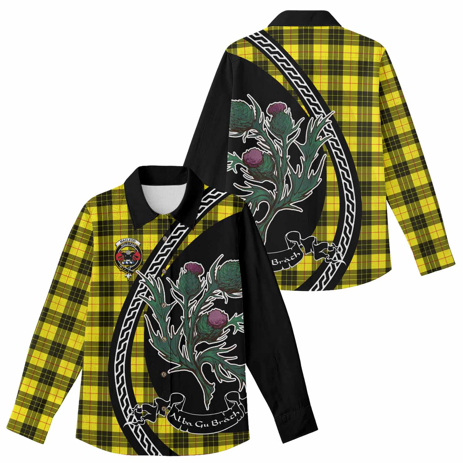 MacLeod (McLeod) Family Crest Tartan Women Casual Shirt Alba Thistle Inspired - Tartan Vibes Clothing