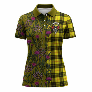 MacLeod (McLeod) Family Crest Tartan Women Polo Shirt Scottish Thistle Flower Pattern Half Style