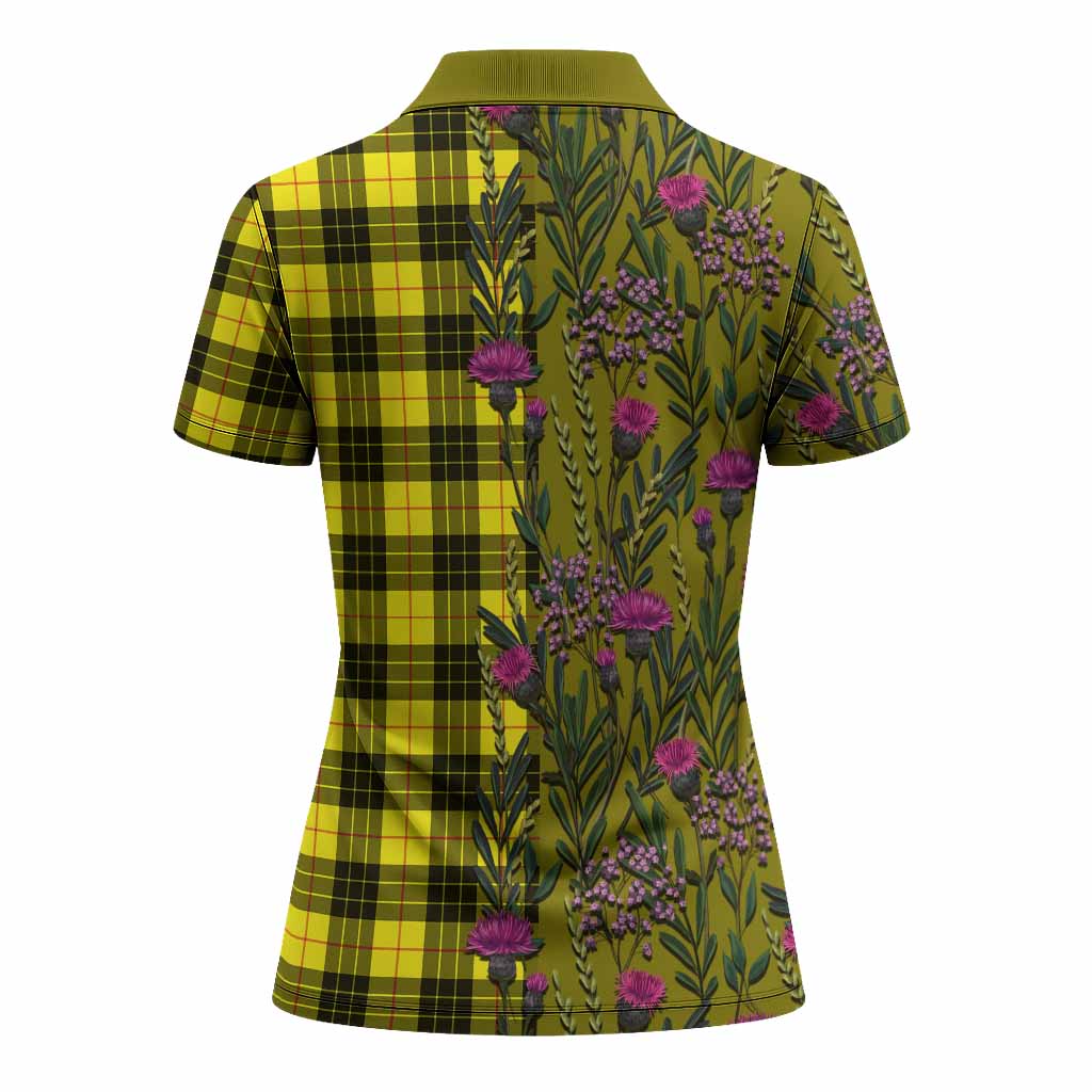 MacLeod (McLeod) Family Crest Tartan Women Polo Shirt Scottish Thistle Flower Pattern Half Style - Tartan Vibes Clothing