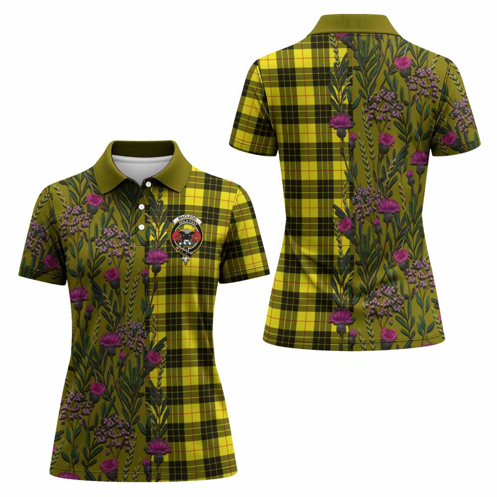 MacLeod (McLeod) Family Crest Tartan Women Polo Shirt Scottish Thistle Flower Pattern Half Style - Tartan Vibes Clothing