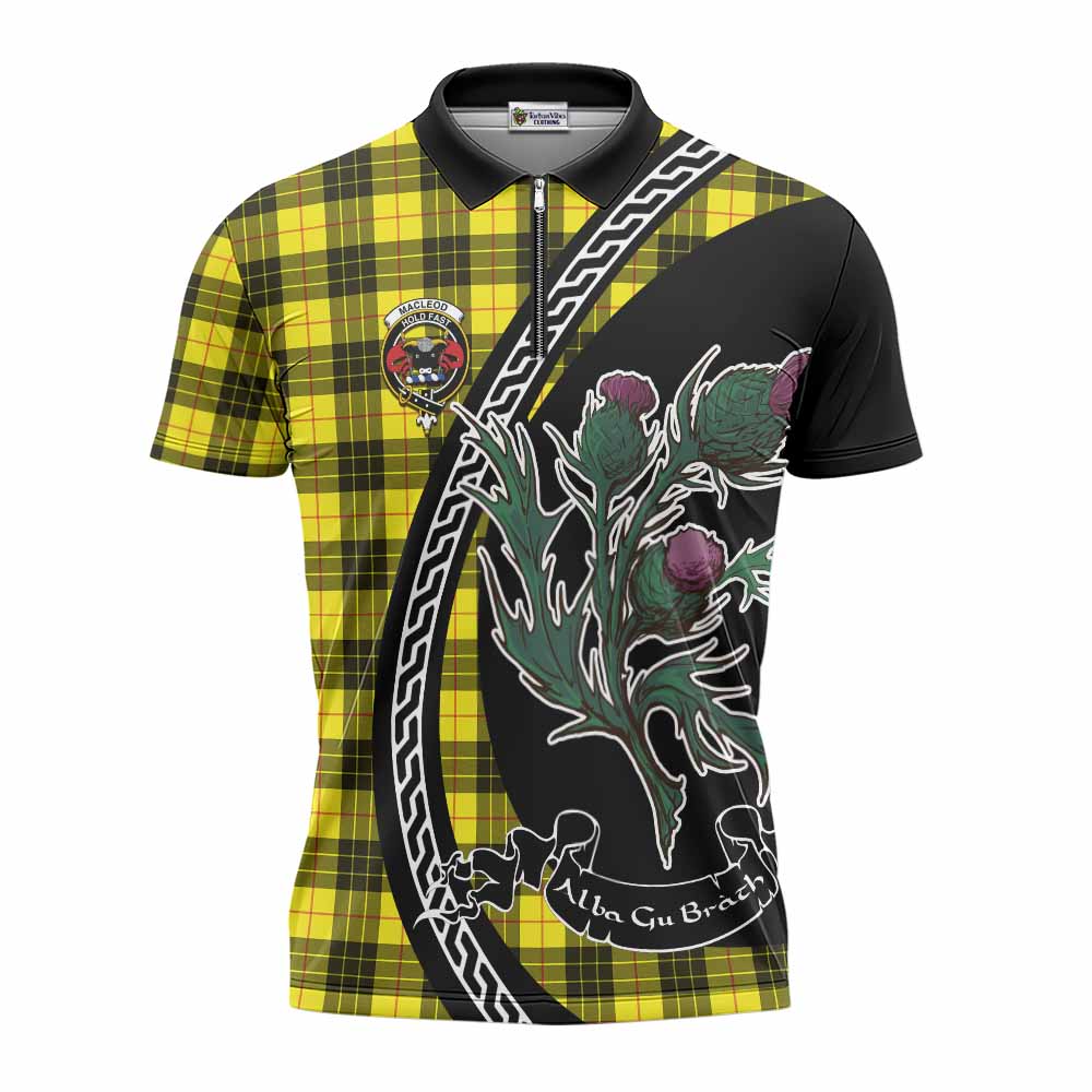 MacLeod (McLeod) Family Crest Tartan Zipper Polo Shirt Alba Thistle Inspired - Tartan Vibes Clothing