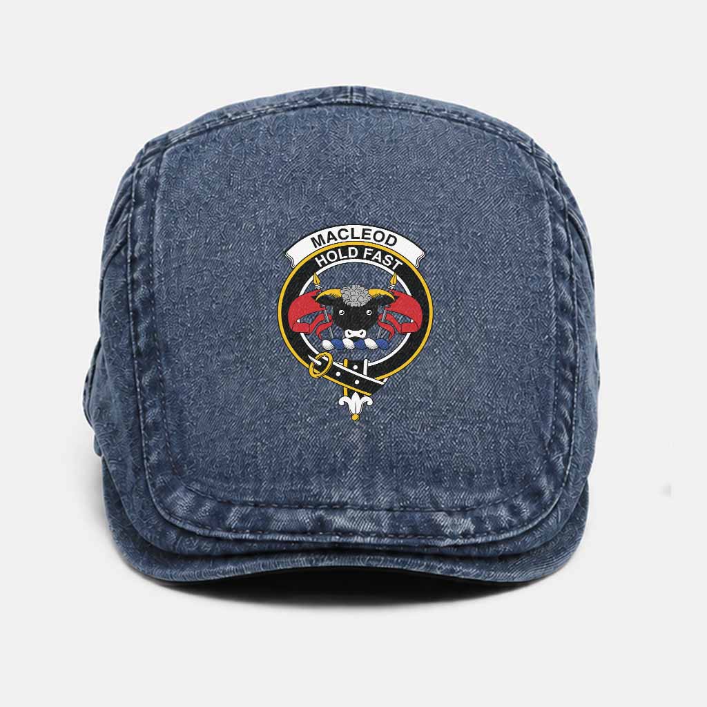 MacLeod (McLeod) Scottish Clan Crest Washed Flat Cap - Unisex Jeff Cap One Size (Adjustable) Dark Blue - Tartan Vibes Clothing