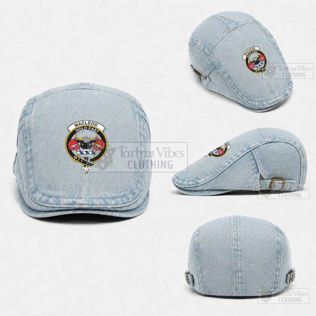 MacLeod (McLeod) Scottish Clan Crest Washed Flat Cap - Unisex Jeff Cap One Size (Adjustable) Light Blue - Tartan Vibes Clothing