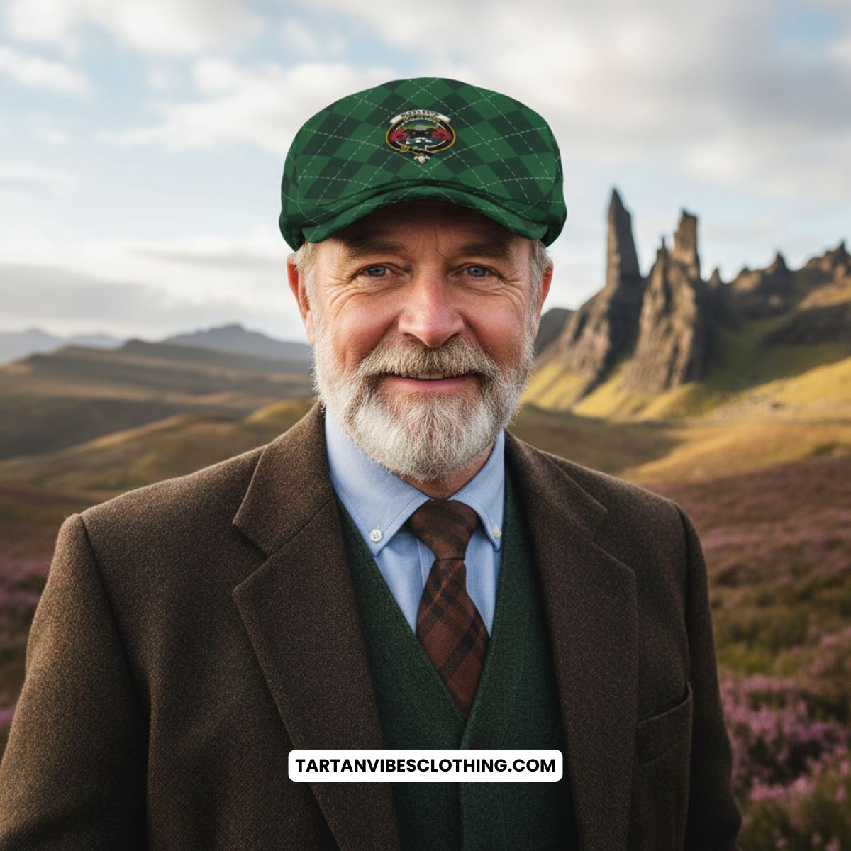 MacLeod (McLeod) Scottish Family Crest Flat Cap, Jeff Cap Scotland National Argyle Classic Style