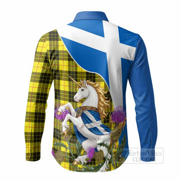 MacLeod (McLeod) Scottish Tartan Crest Unicorn Heritage Long Sleeve Button Shirts - Tartan Vibes Clothing