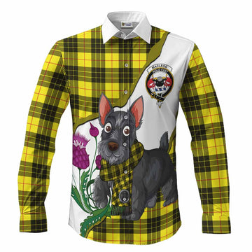 MacLeod (McLeod) Scottish Terrier Tartan Crest Long Sleeve Button Shirts Thistle Heritage Art