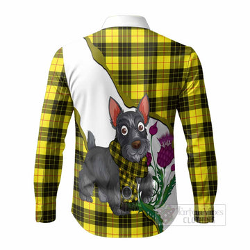 MacLeod (McLeod) Scottish Terrier Tartan Crest Long Sleeve Button Shirts Thistle Heritage Art