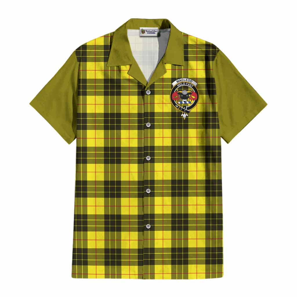 MacLeod (McLeod) Tartan Accent Cotton Hawaiian Shirt with Family Crest