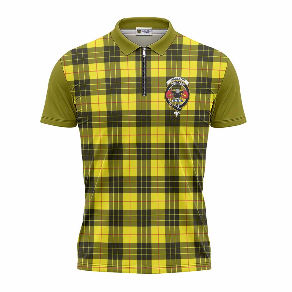 MacLeod (McLeod) Tartan Accent Zipper Polo Shirt with Family Crest