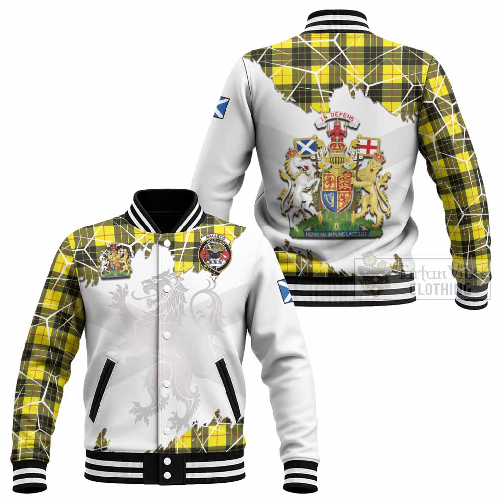 MacLeod (McLeod) Tartan Baseball Jacket with Family Crest and Lion Rampant Grunge Style