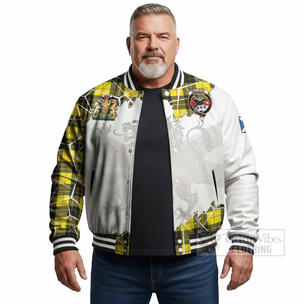 MacLeod (McLeod) Tartan Baseball Jacket with Family Crest and Lion Rampant Grunge Style