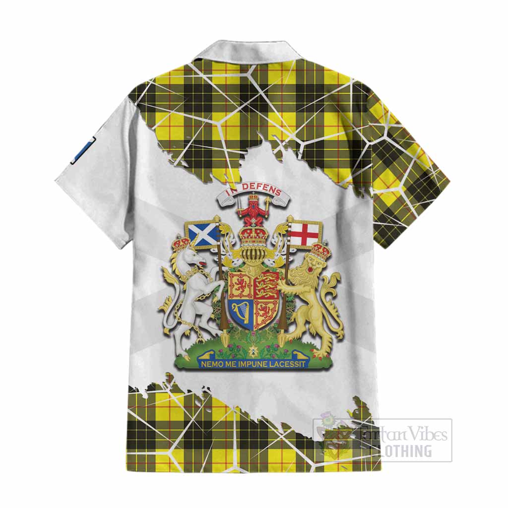 MacLeod (McLeod) Tartan Cotton Hawaiian Shirt with Family Crest and Lion Rampant Grunge Style