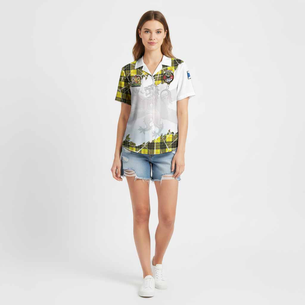 MacLeod (McLeod) Tartan Cotton Hawaiian Shirt with Family Crest and Lion Rampant Grunge Style