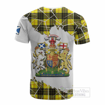 MacLeod (McLeod) Tartan Cotton T-shirt with Family Crest and Lion Rampant Grunge Style