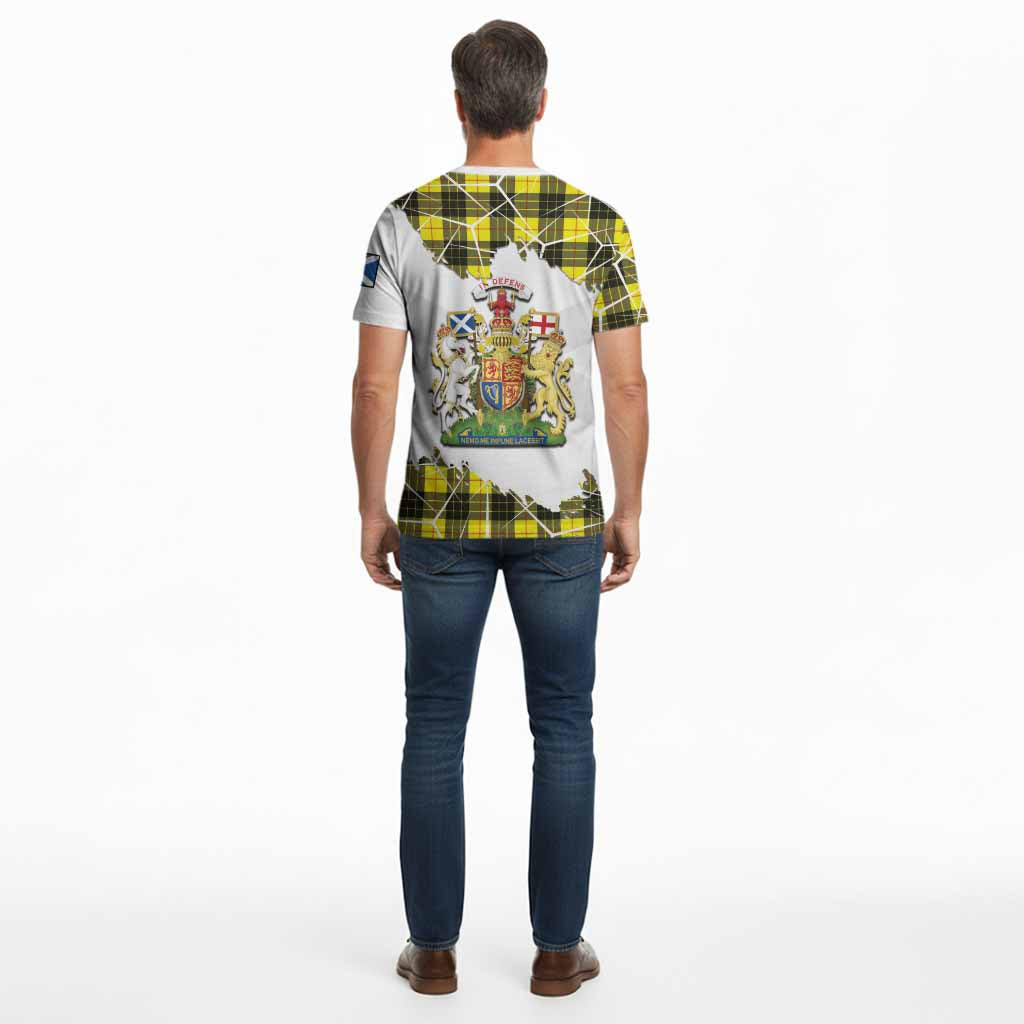 MacLeod (McLeod) Tartan Cotton T-shirt with Family Crest and Lion Rampant Grunge Style