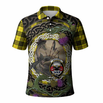 MacLeod (McLeod) Tartan Crest Bagpipe Nessie Polo Shirt Scottish Loch Ness Monster Celtic Thistle