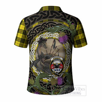 MacLeod (McLeod) Tartan Crest Bagpipe Nessie Polo Shirt Scottish Loch Ness Monster Celtic Thistle