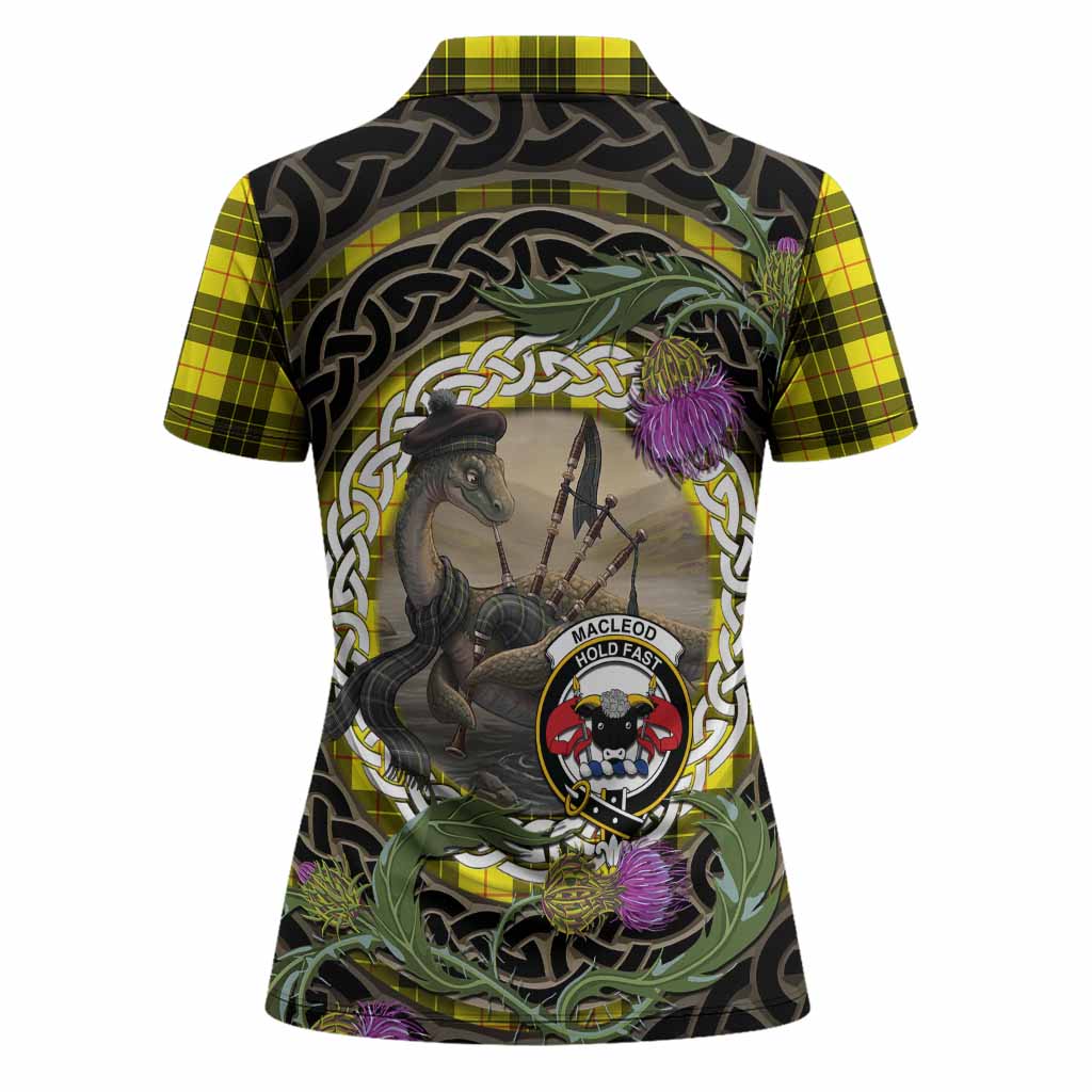 MacLeod (McLeod) Tartan Crest Bagpipe Nessie Women Polo Shirt Scottish Loch Ness Monster Celtic Thistle