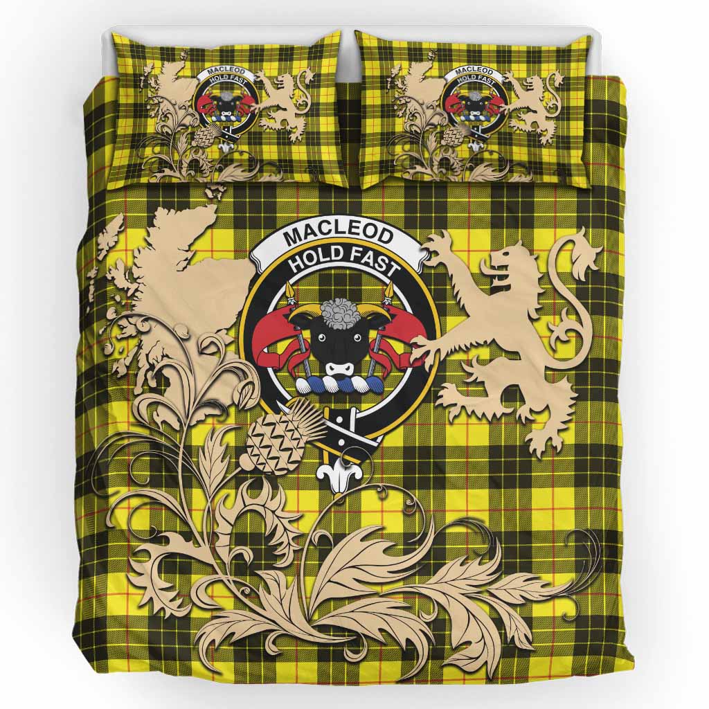 MacLeod (McLeod) Tartan Crest Bedding Set with Scottish Iconic Symbols 