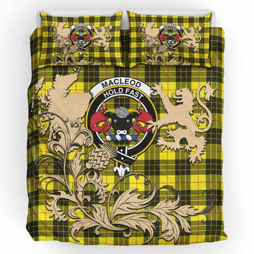 MacLeod (McLeod) Tartan Crest Bedding Set with Scottish Iconic Symbols 