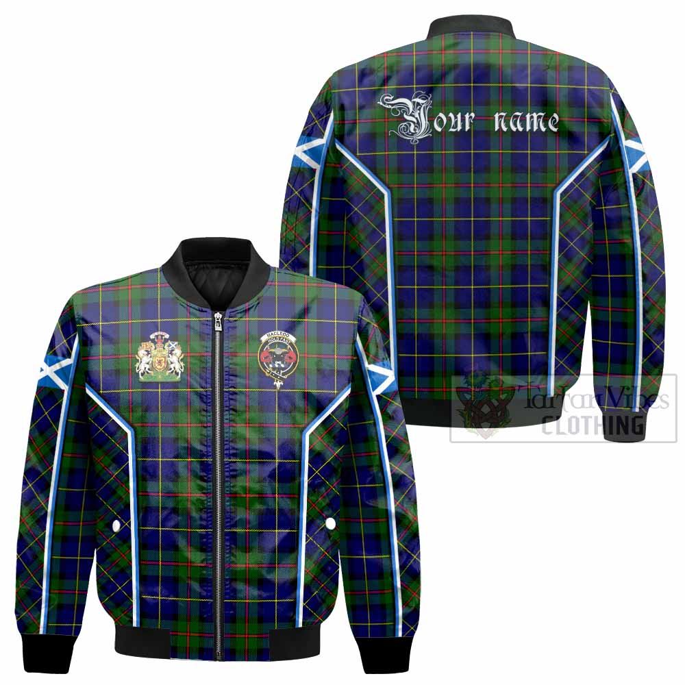 MacLeod (McLeod) Tartan Crest Bomber Jacket Scotland Coat of Arm Flag Style - Tartan Vibes Clothing