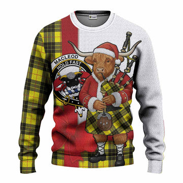 MacLeod (McLeod) Tartan Crest Christmas Christmas Ugly Sweater Highland Cow Bagpipes Coquette Bow Style