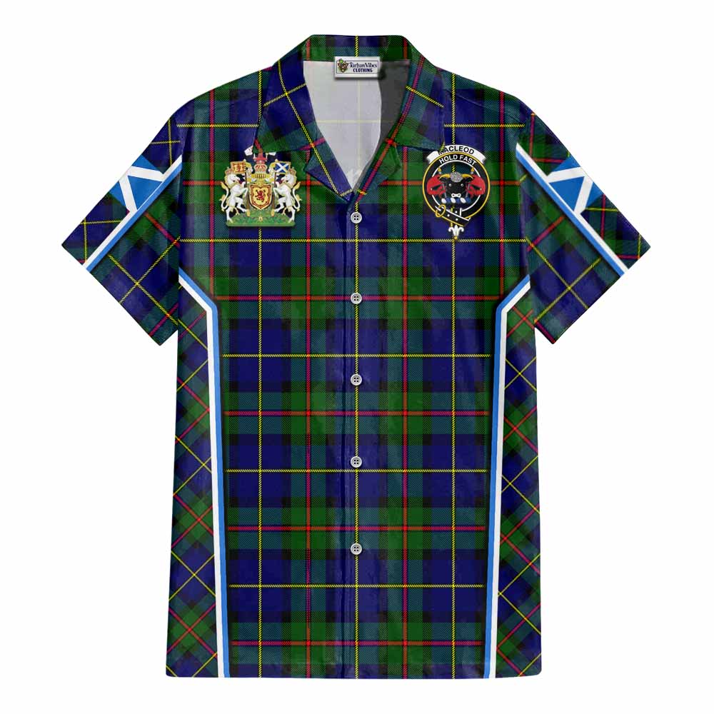 MacLeod (McLeod) Tartan Crest Cotton Hawaiian Shirt Scotland Coat of Arm Flag Style - Tartan Vibes Clothing