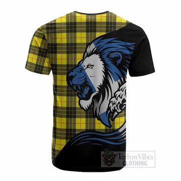 MacLeod (McLeod) Tartan Crest Cotton T-shirt Scottish Golden Lions Wave Flow