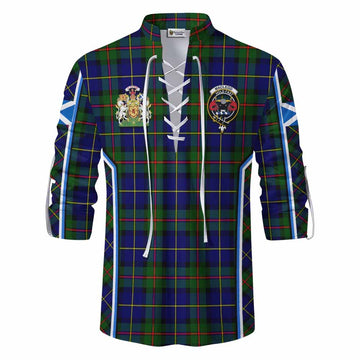 MacLeod (McLeod) Tartan Crest Ghillie Kilt Shirt Scotland Coat of Arm Flag Style