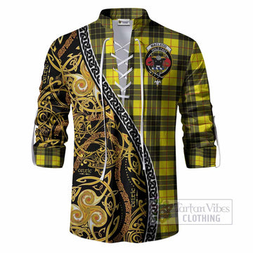 MacLeod (McLeod) Tartan Crest Ghillie Shirt Celtic Knot and Triple Trickle Spiral Symbols