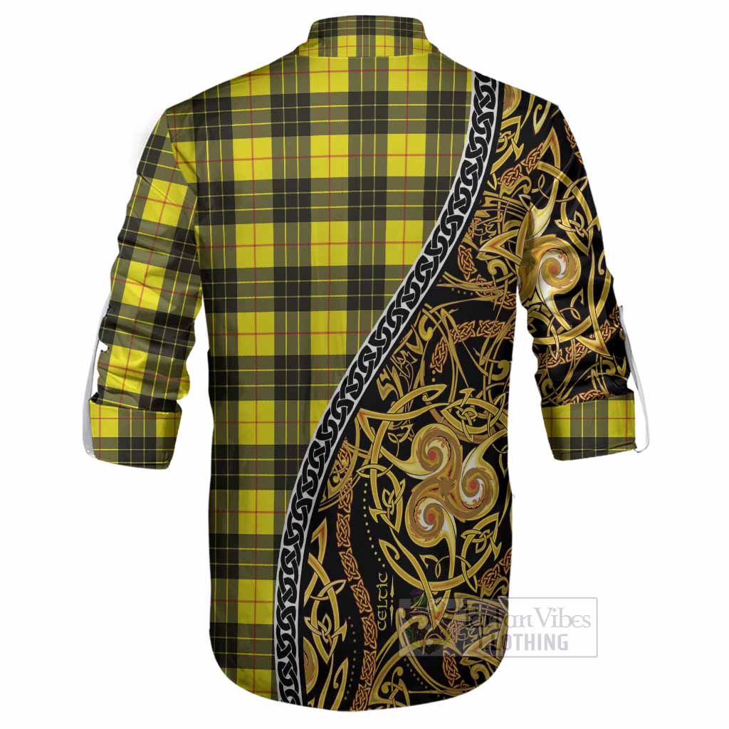 MacLeod (McLeod) Tartan Crest Ghillie Shirt Celtic Knot and Triple Trickle Spiral Symbols
