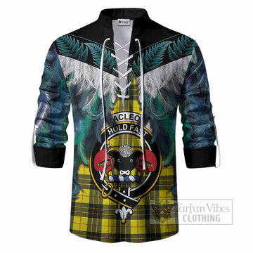 MacLeod (McLeod) Tartan Crest Ghillie Shirt New Zealand Maori Korowai Cloak