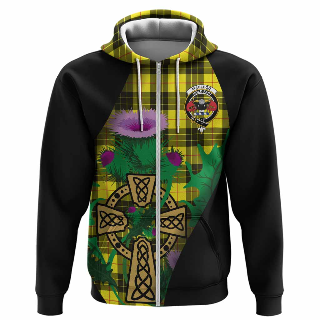 MacLeod (McLeod) Tartan Crest Hoodie Celtic Cross Thistle Flowers