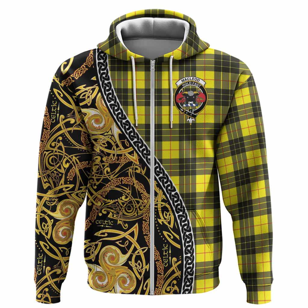 MacLeod (McLeod) Tartan Crest Hoodie Celtic Knot and Triple Trickle Spiral Symbols
