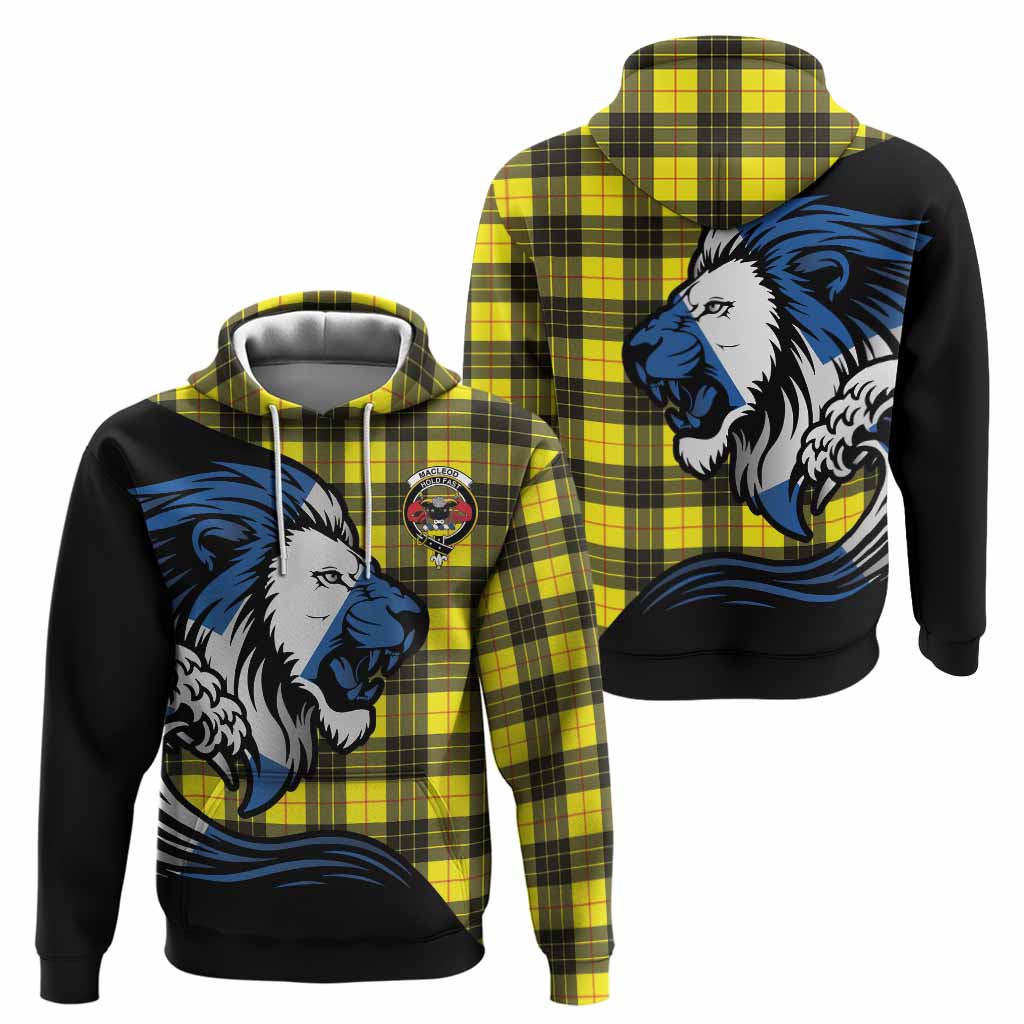 MacLeod (McLeod) Tartan Crest Hoodie Scottish Golden Lions Wave Flow