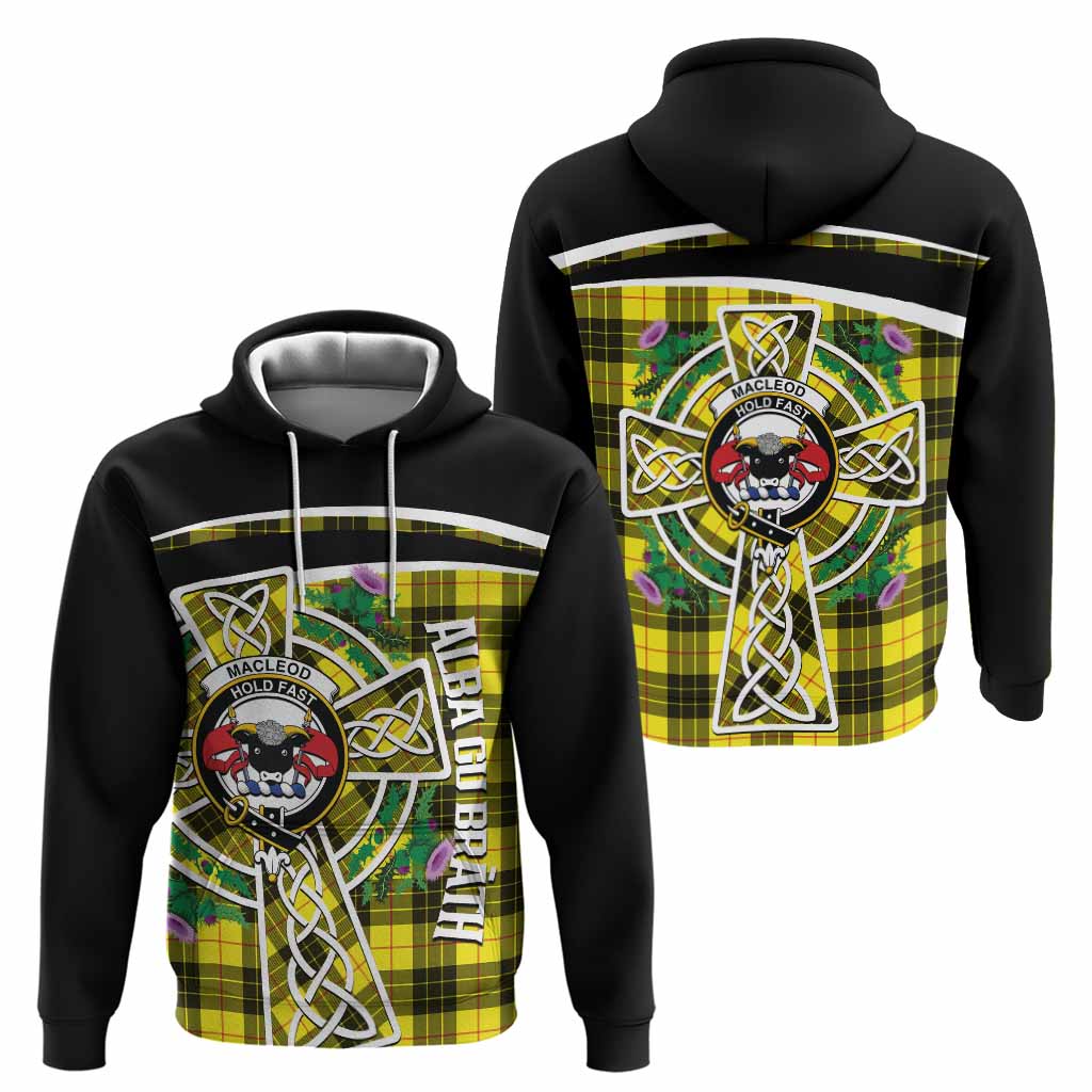 MacLeod (McLeod) Tartan Crest Hoodie Scottish Thistle Celtic Cross Alba Gu Brath