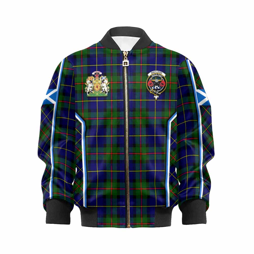MacLeod (McLeod) Tartan Crest Kid Bomber Jacket Scotland Coat of Arm Flag Style - Tartan Vibes Clothing