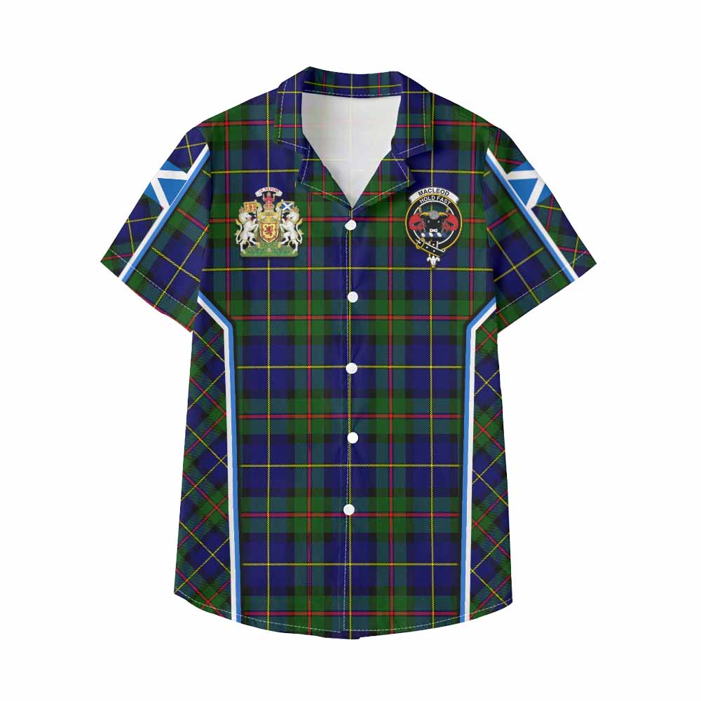 MacLeod (McLeod) Tartan Crest Kid Hawaiian Shirt Scotland Coat of Arm Flag Style - Tartan Vibes Clothing