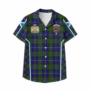 MacLeod (McLeod) Tartan Crest Kid Hawaiian Shirt Scotland Coat of Arm Flag Style