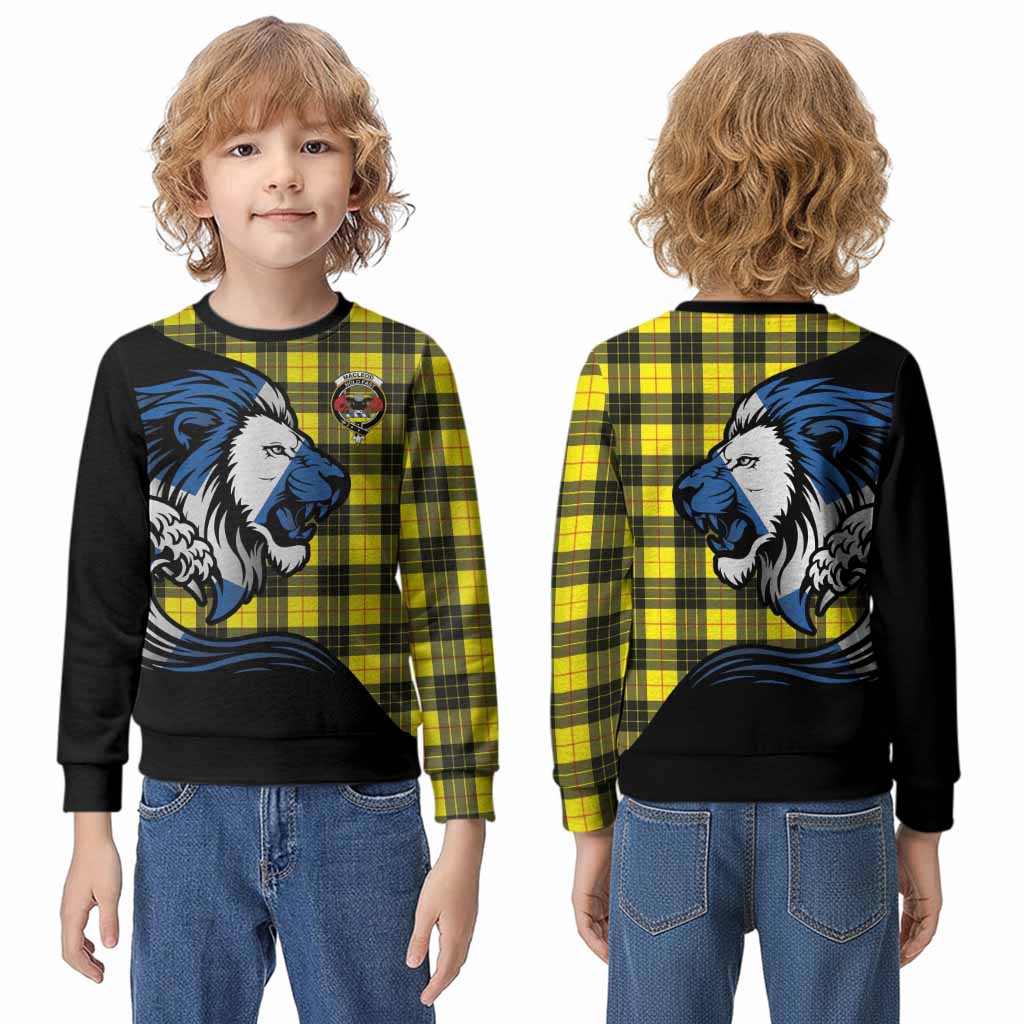 MacLeod (McLeod) Tartan Crest Kid Knitted Sweatshirt Scottish Golden Lions Wave Flow