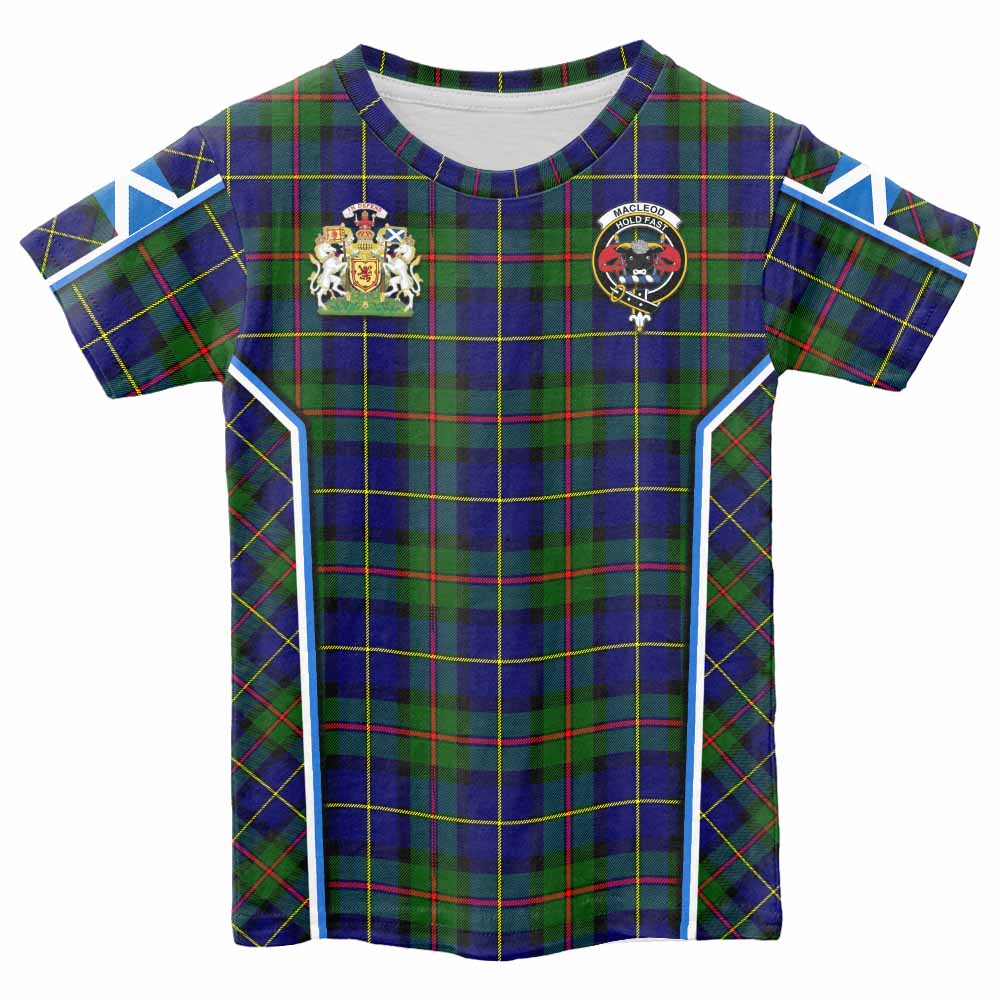 MacLeod (McLeod) Tartan Crest Kid T-shirt Scotland Coat of Arm Flag Style - Tartan Vibes Clothing
