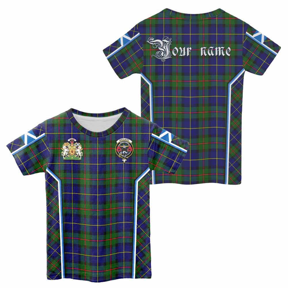 MacLeod (McLeod) Tartan Crest Kid T-shirt Scotland Coat of Arm Flag Style - Tartan Vibes Clothing